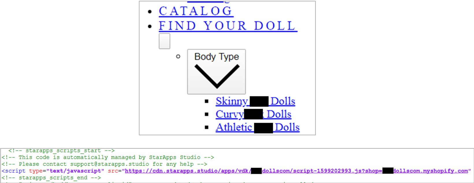 Figure 4: HTML page hosted on UNC3890 infrastructure, with references to purchasing of robotic dolls